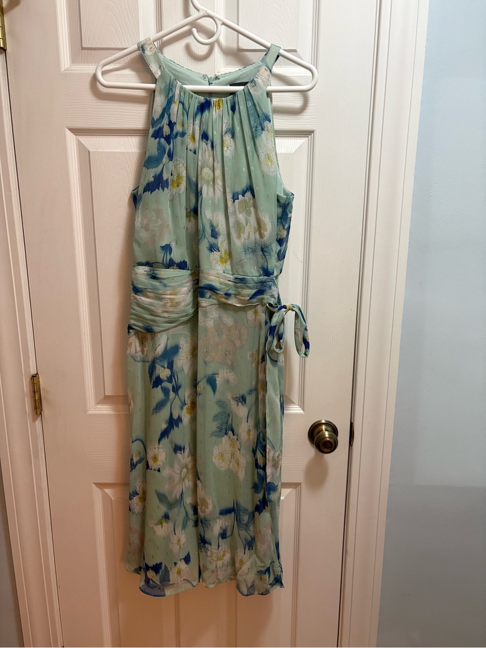 Adrianna Papell Mint Green Floral Maxi Dress